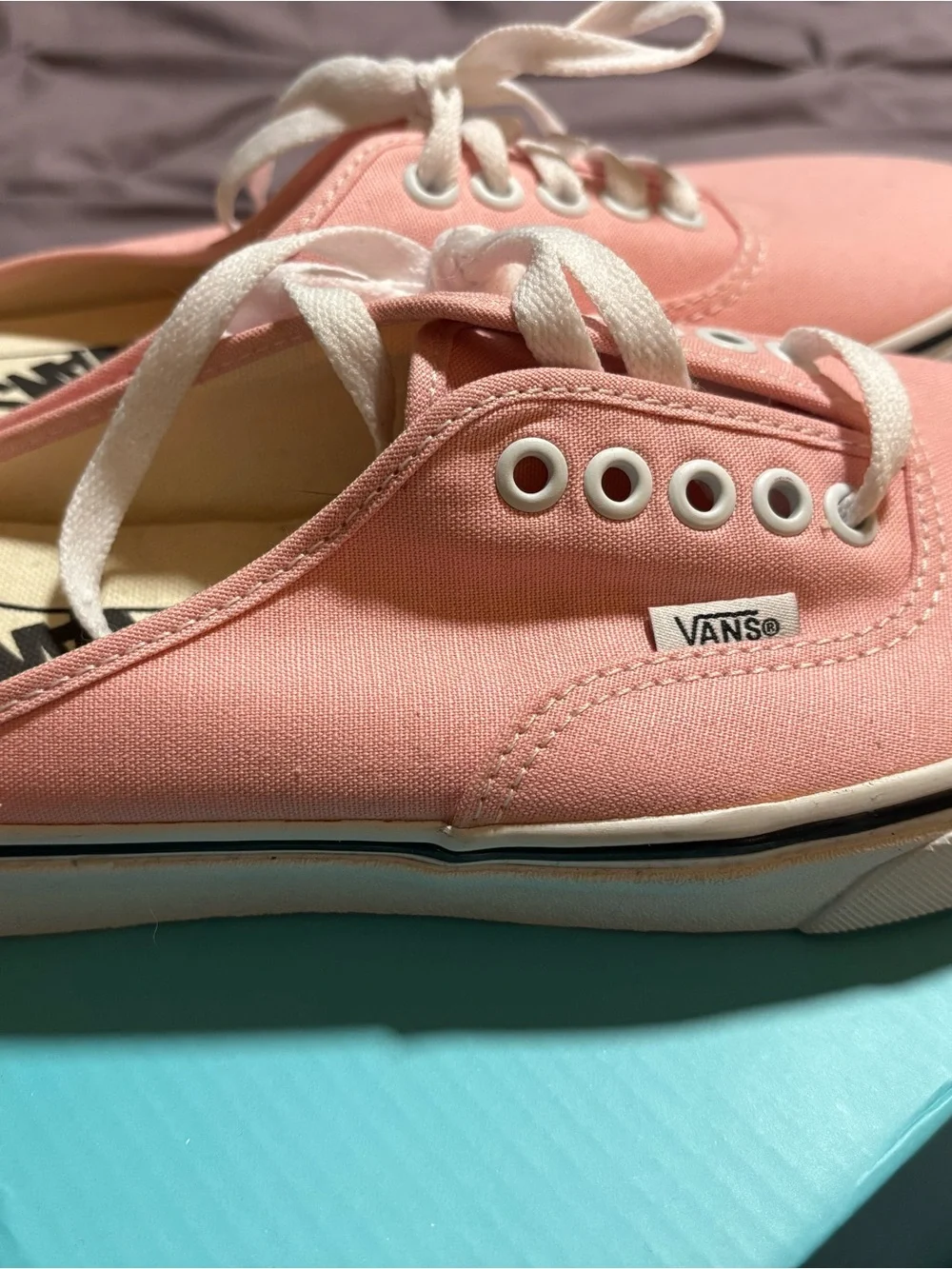 Vans Pink Canvas Mule Slip-On Sneakers with White Laces